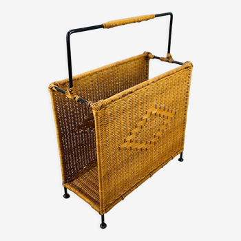 Magazine holder 50s rattan and metal