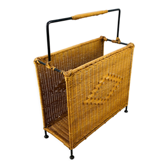 Magazine holder 50s rattan and metal