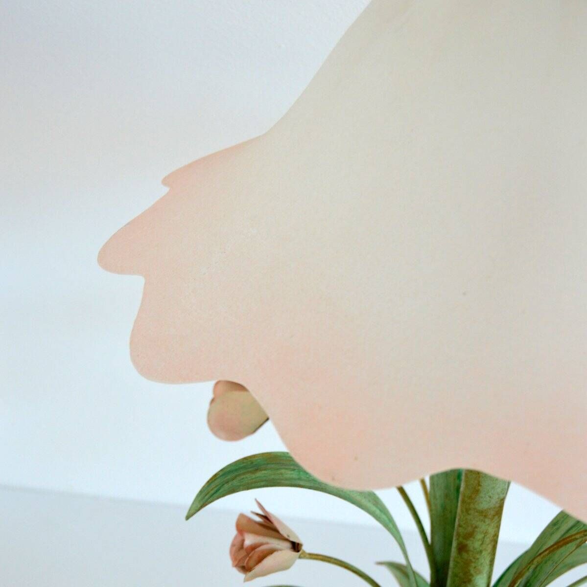 Lampe de table bouquet de fleurs / Roses fer forgé 1960 vintage