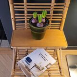Vintage bamboo and rattan wall shelf