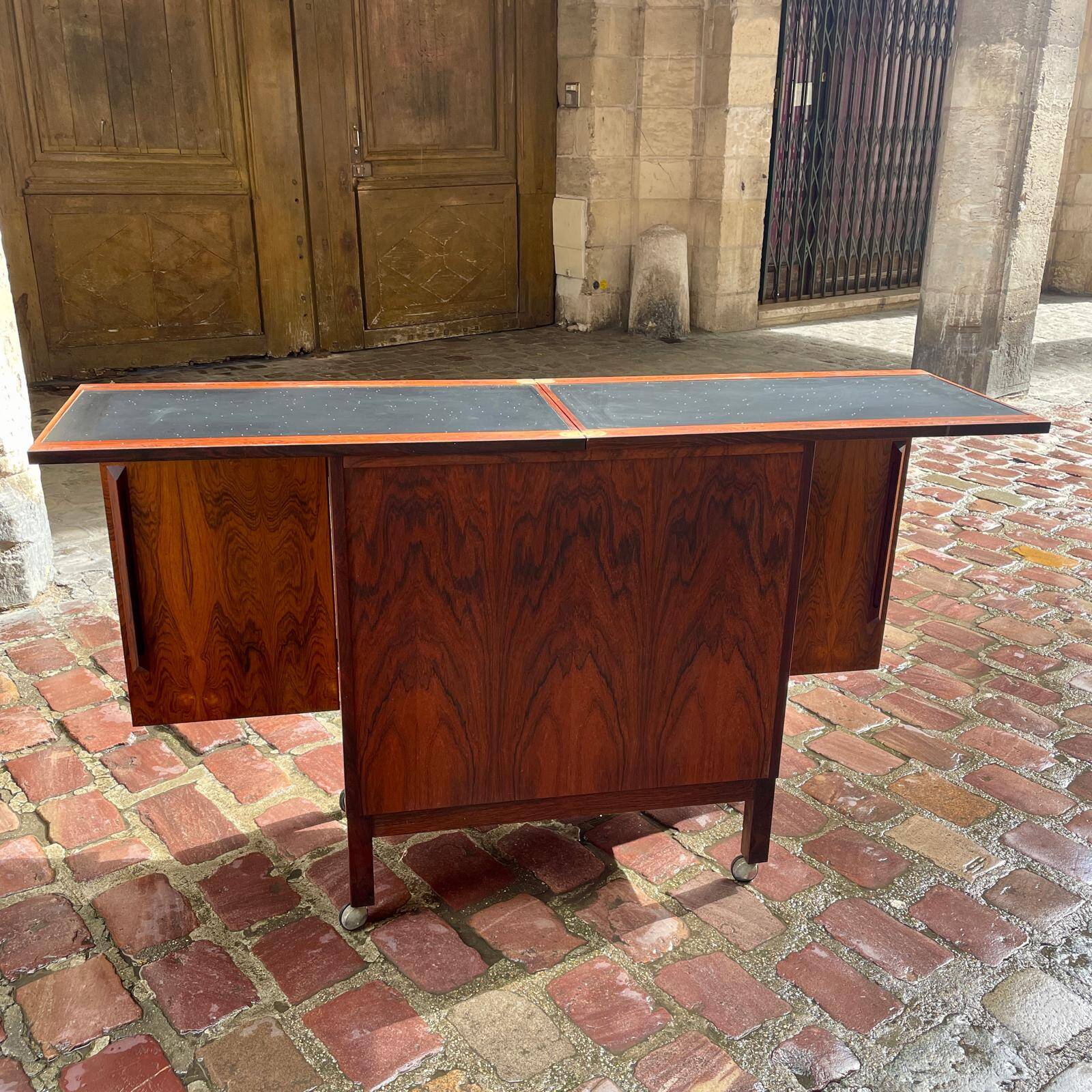 Rolling bar in Rio rosewood by Torbjorn Afdal for Bruksbo