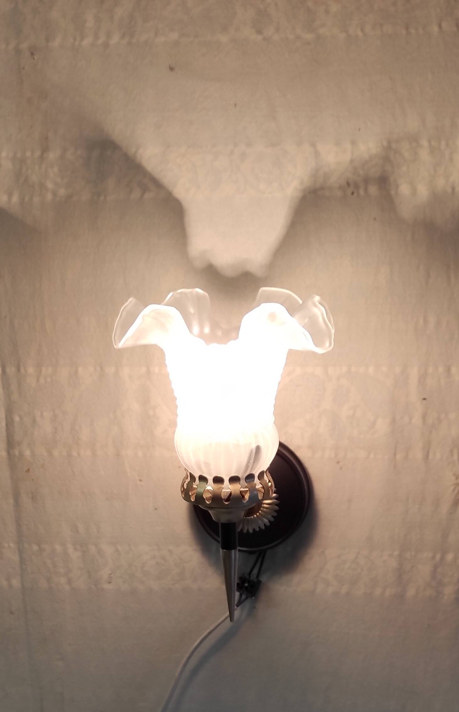 Art Deco wall light in brass with glass shade - mid 20th century.