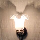 Art Deco wall light in brass with glass shade - mid 20th century.