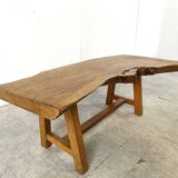 Vintage wooden brutalist coffee table, 1960s