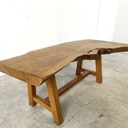 Table basse vintage brutaliste en bois, 1960