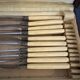 Service box of 11 knives with ivory handles and cast steel