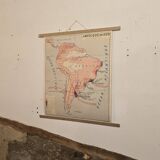 Carte de géographie ancienne / carte d'école Amérique du Sud Amérique du No