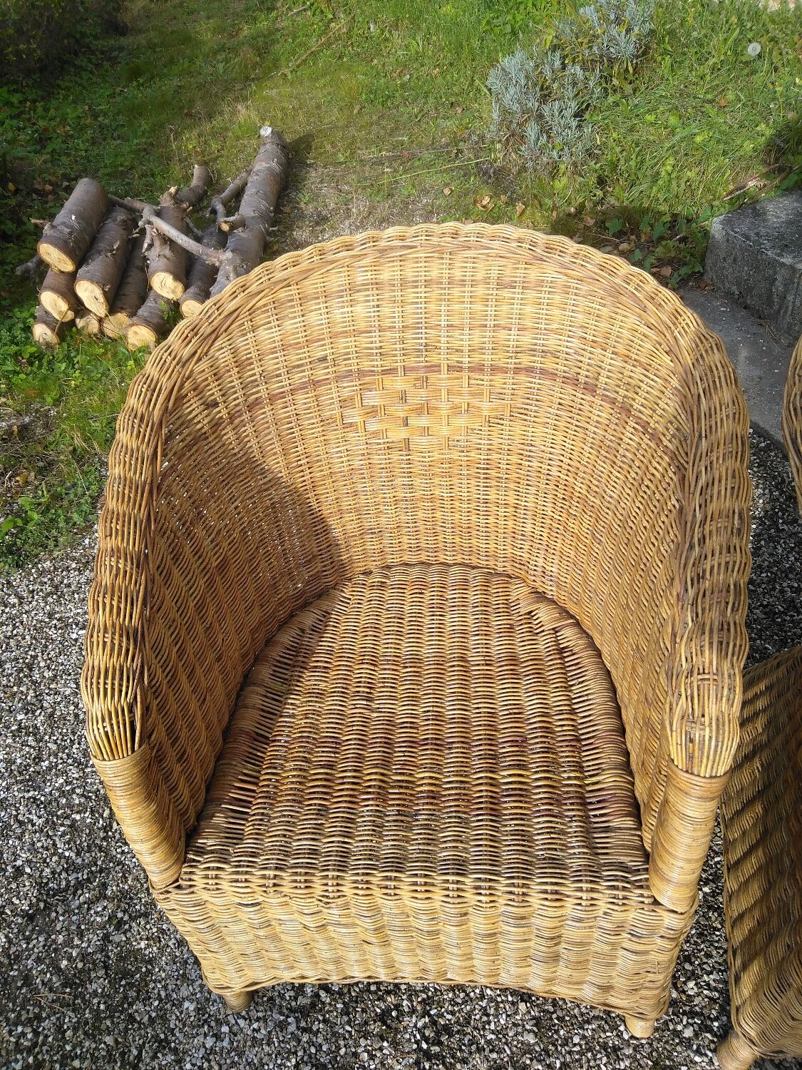 Pair of rattan armchairs