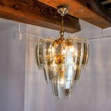 Black Veca chandelier 3 levels, Murano glass, Italy, 1970