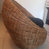 Fauteuil "œuf" en rotin