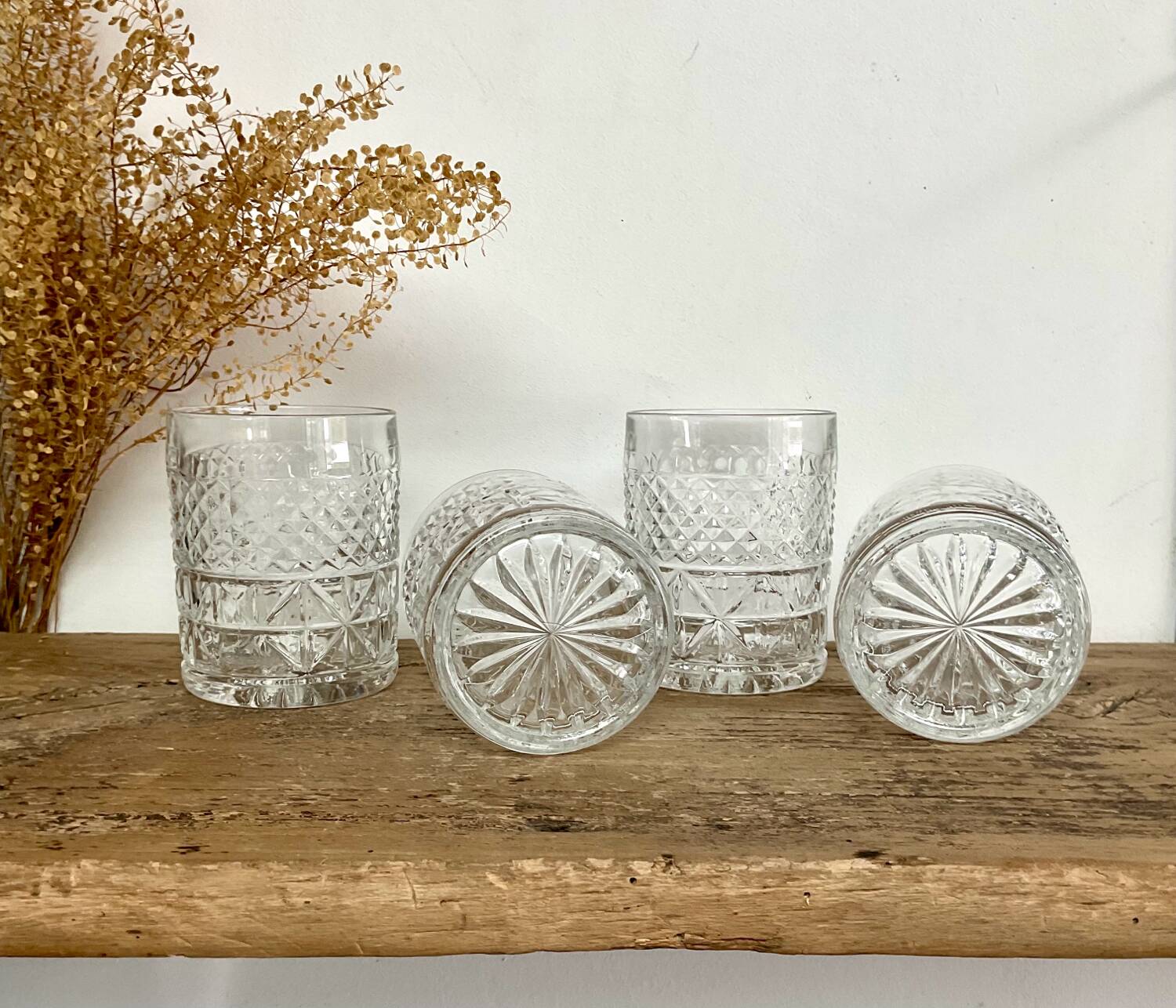 4 vintage whiskey glasses