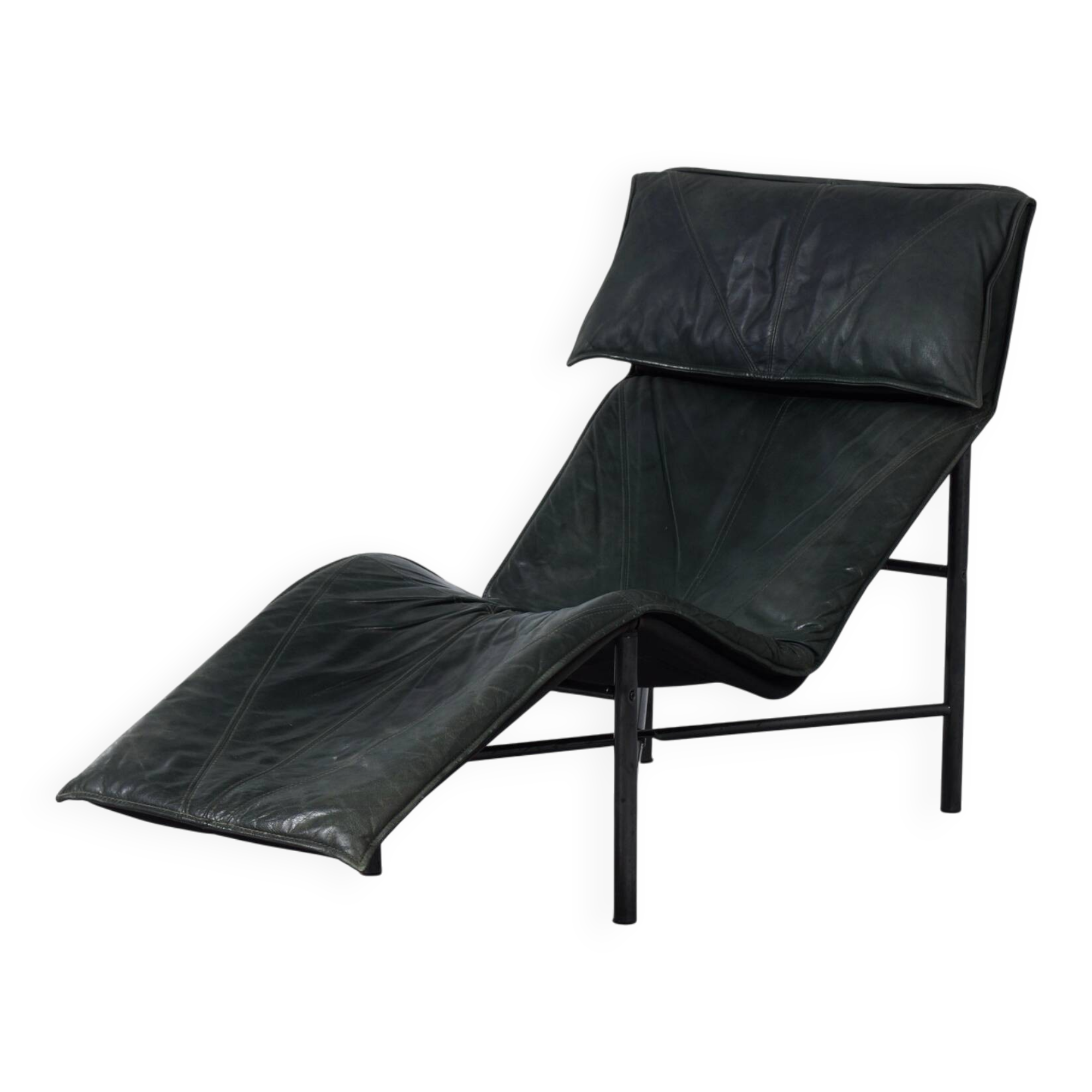 Chaise Longue Skye en cuir vert par T. Bjorklund pour Ikea, années 1980