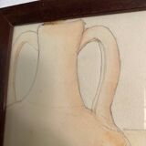 Illustration aquarelle, cadre bois vitré