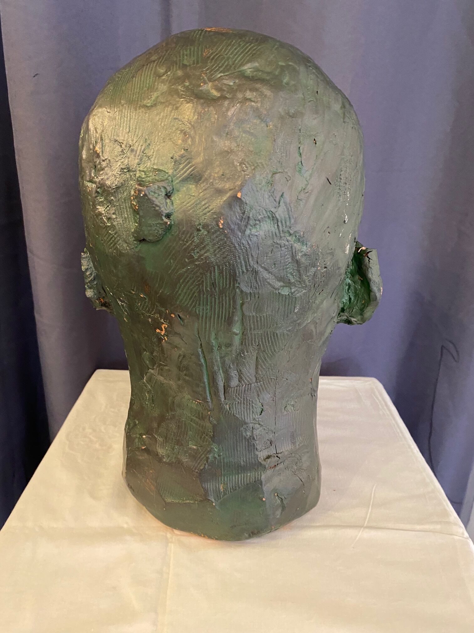 Bust of lenin terracotta sculpture color green bronze large format