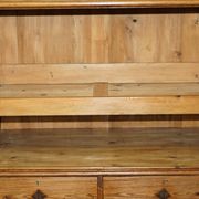 Antique Victorian pine governess buffet with sliding shelf.