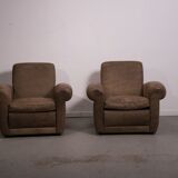 Mickey armchairs by Baxter Italy in Nabuk camel leather, circa 1998