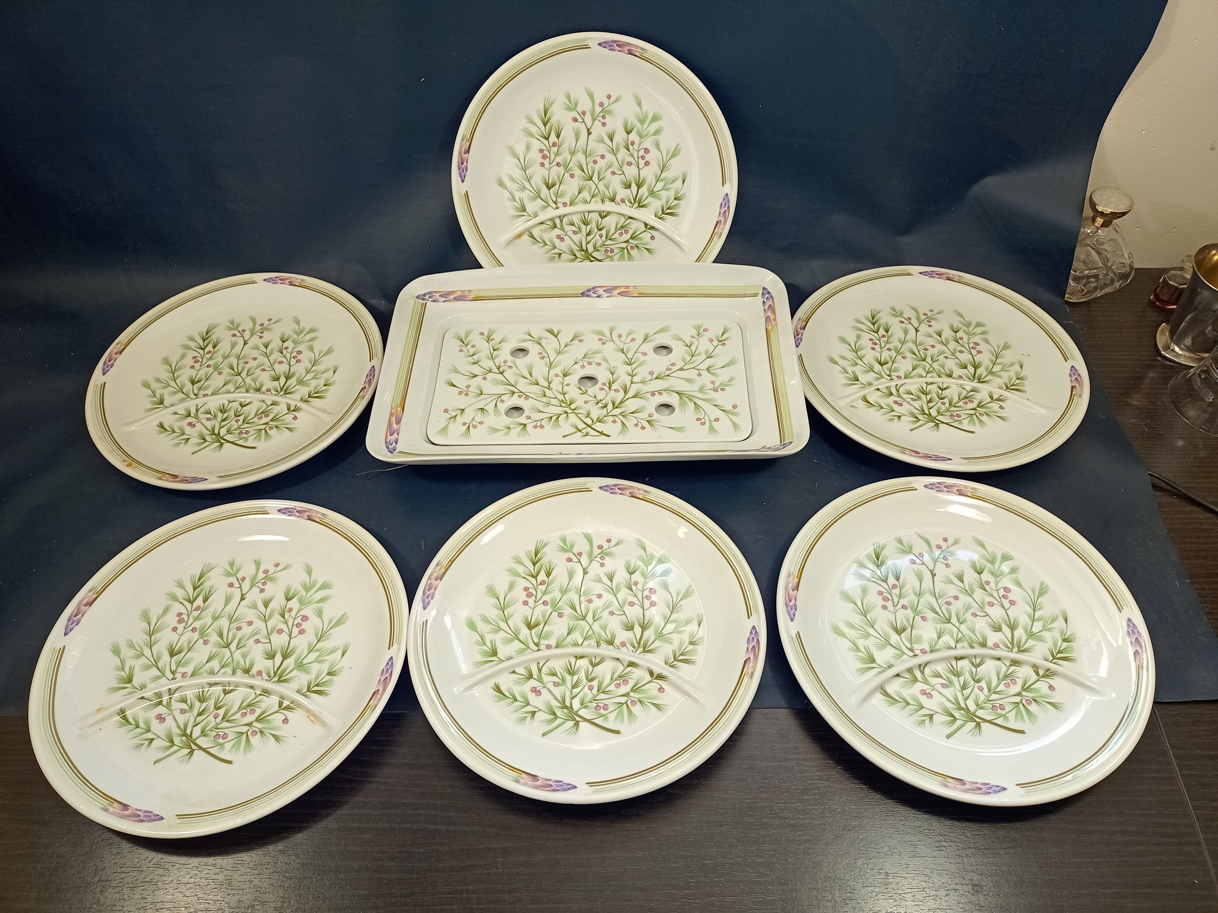 Asparagus service Porclaine d'Auteuil by Jacques Lobjoy
