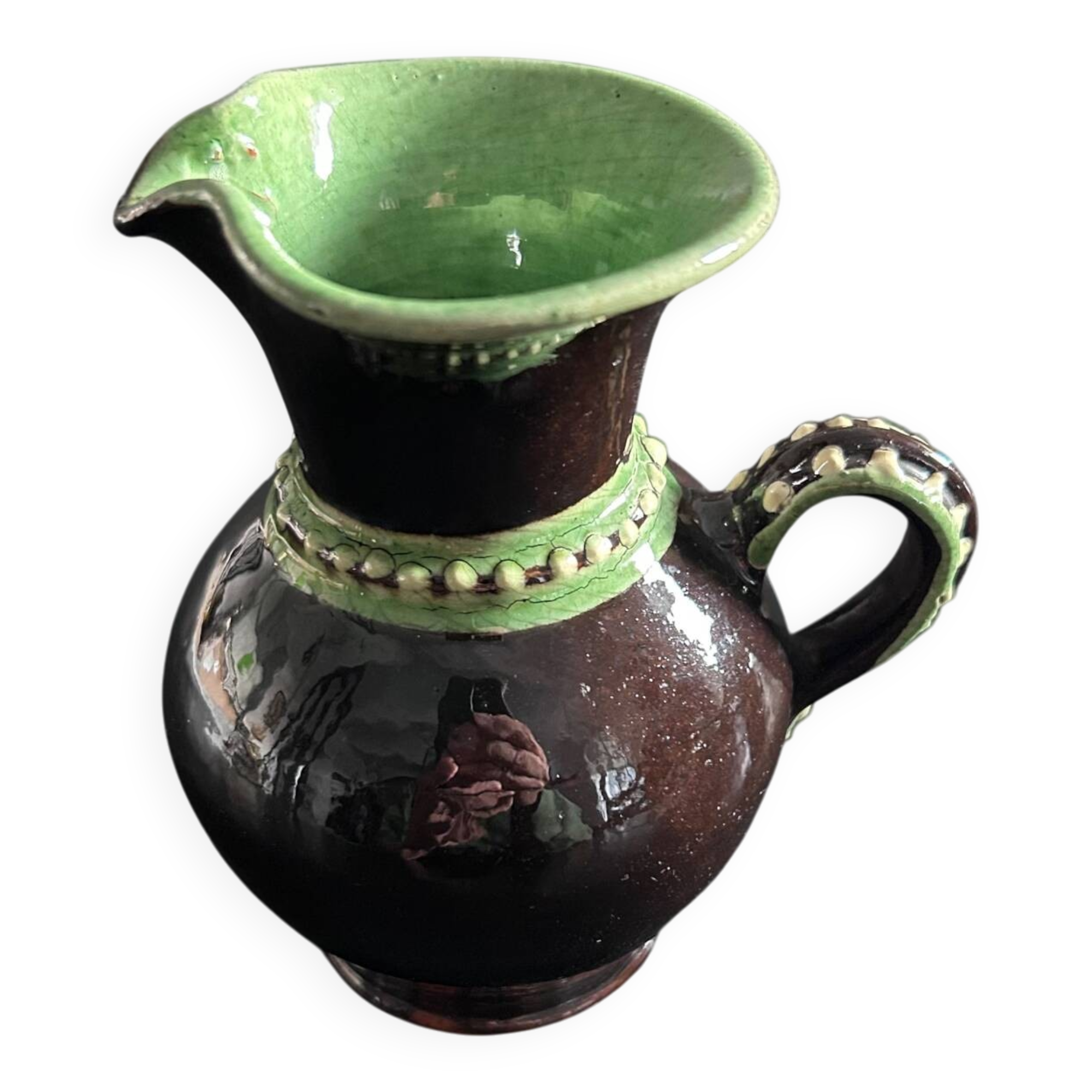 Petit pichet perlée brun et céladon