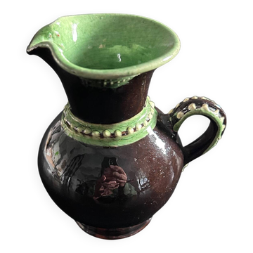 Small brown and celadon pearl pitcher