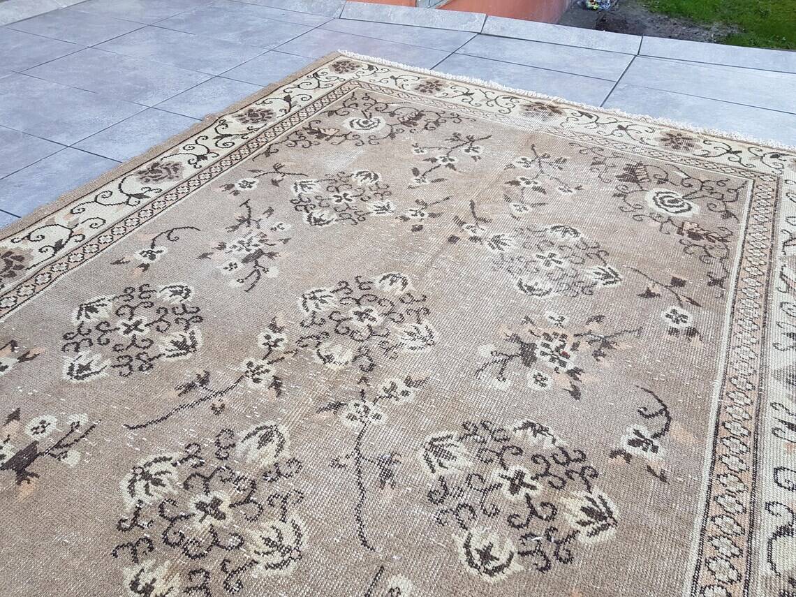 Oushak Vintage Floral Handmade Rug sku882
