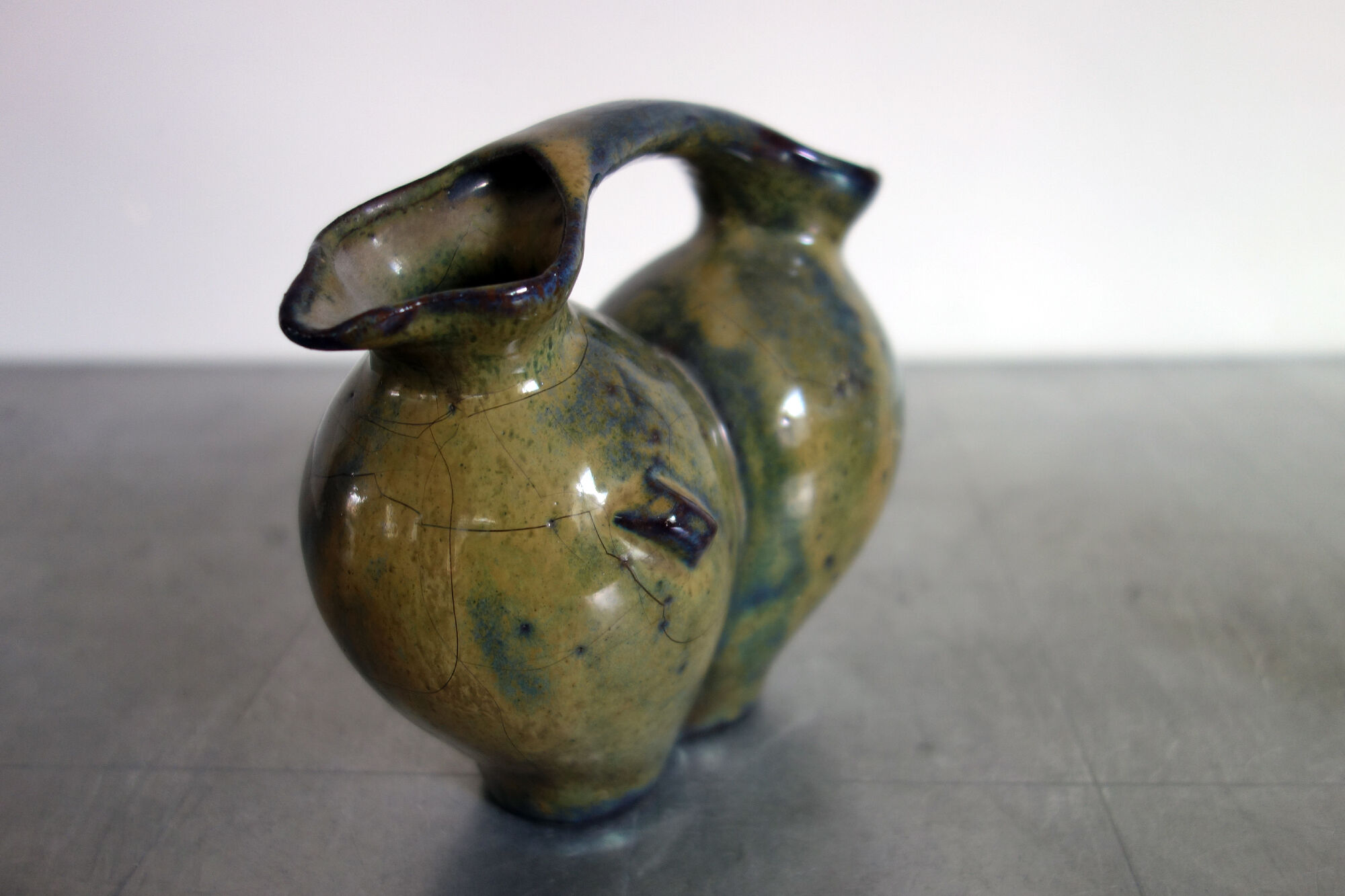 2 vintage glazed ceramic vases, Greece