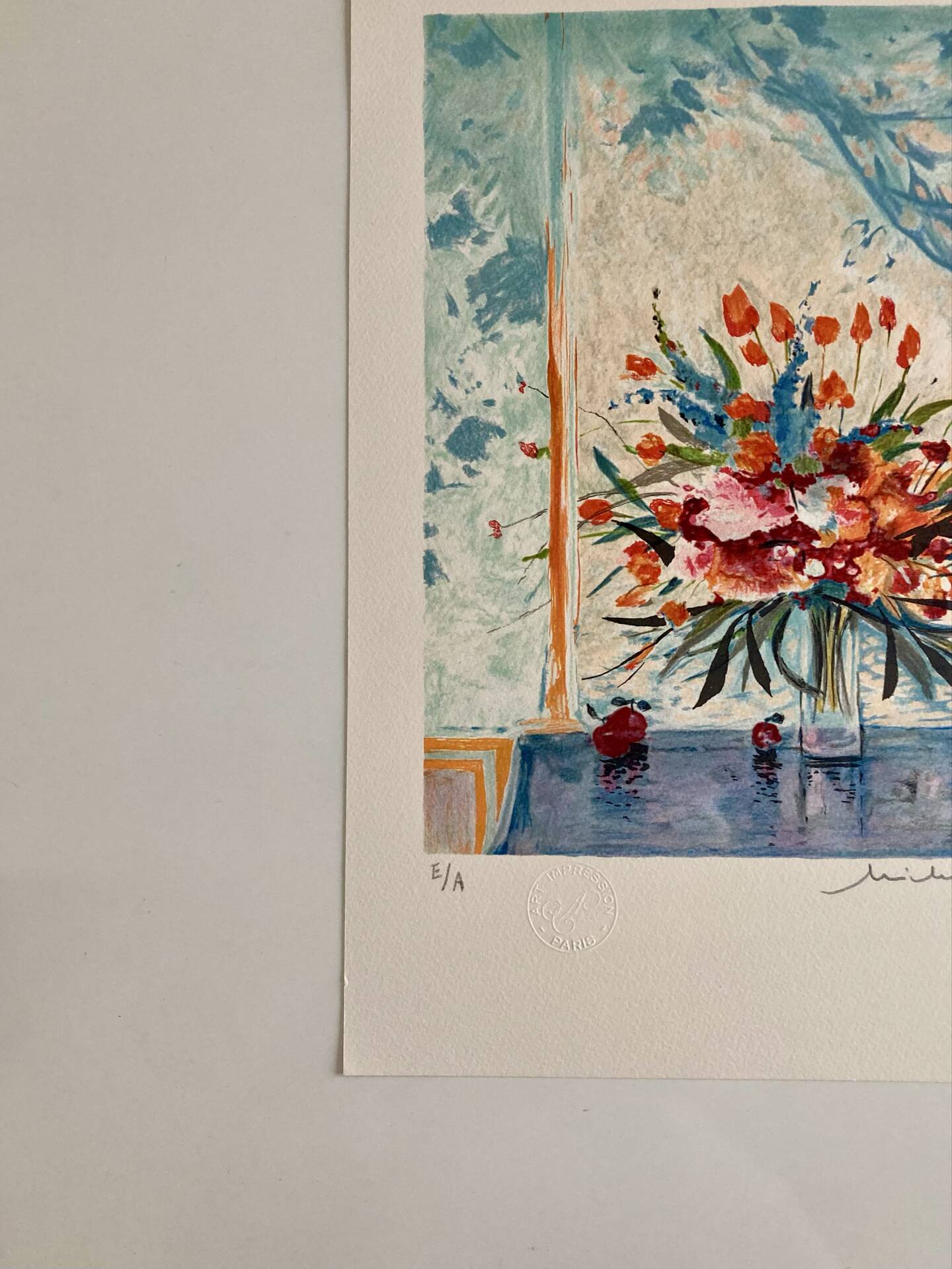 Lithograph (EA) signed by Michel Henry - Bouquet at the Window