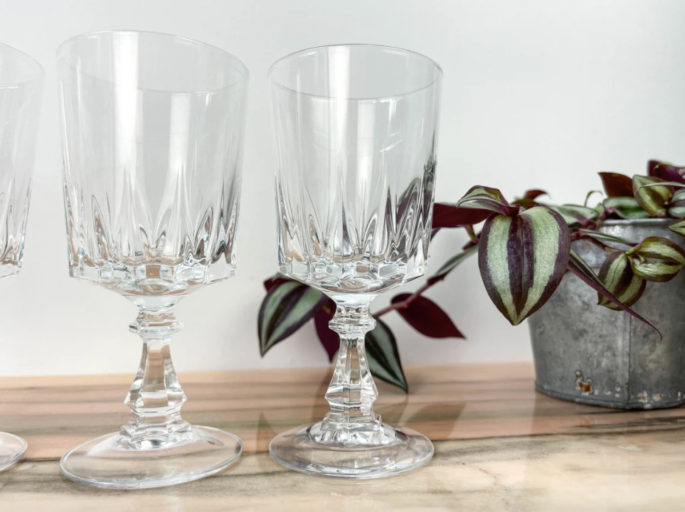 Lot de 6 verres à vin rouge cristal d'Arques modèle Louvre