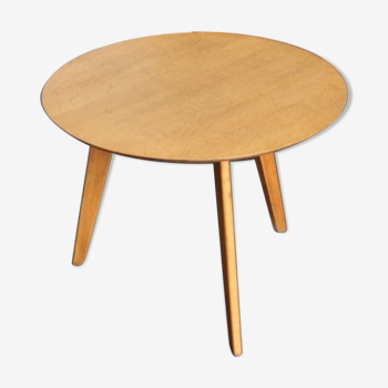 Table basse ronde midcentury chêne 1950