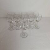 Set of 11 antique engraved crystal liqueur glasses.