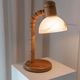 Solbackens Svarveri Pine Wood Table Lamp with Pink Ice Glass Shade – Mid Century 1960s