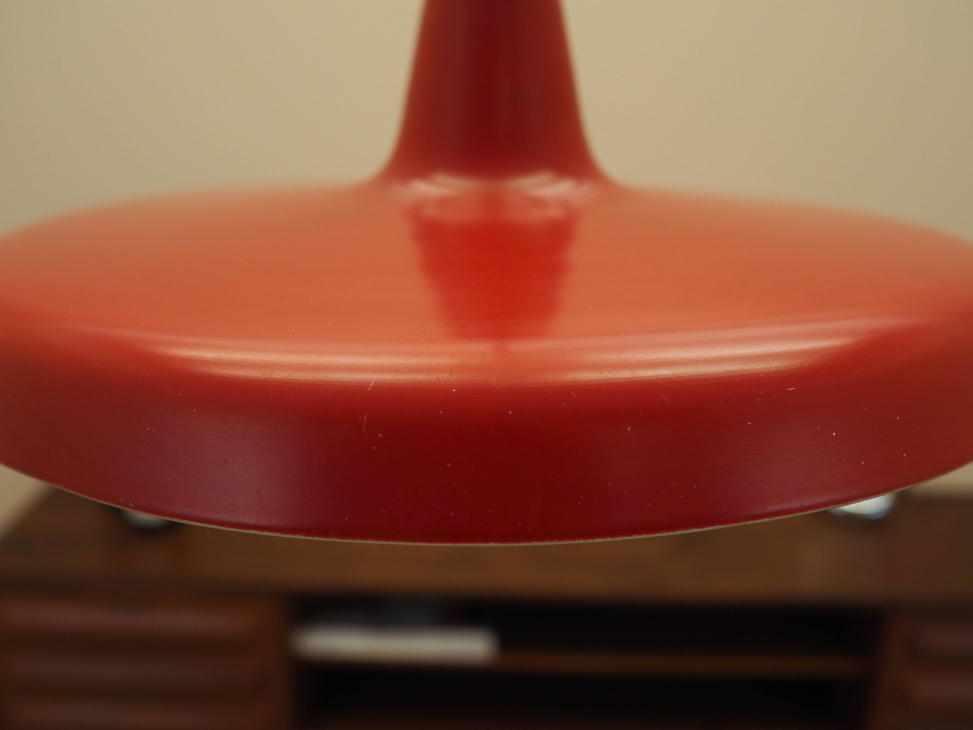 Danish red metal pendant lamp, industrial style, 1960s