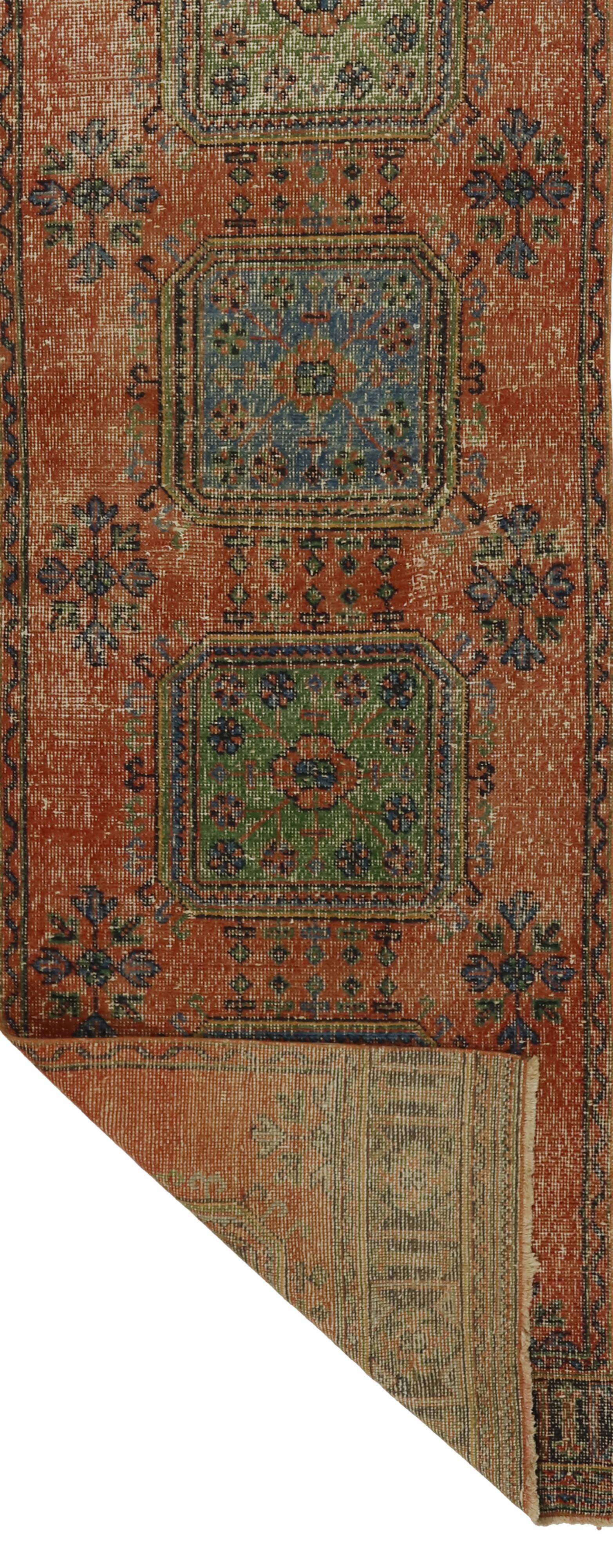 Turkish Anatolian Handmade Vintage Area Rug 356 cm x 93 cm