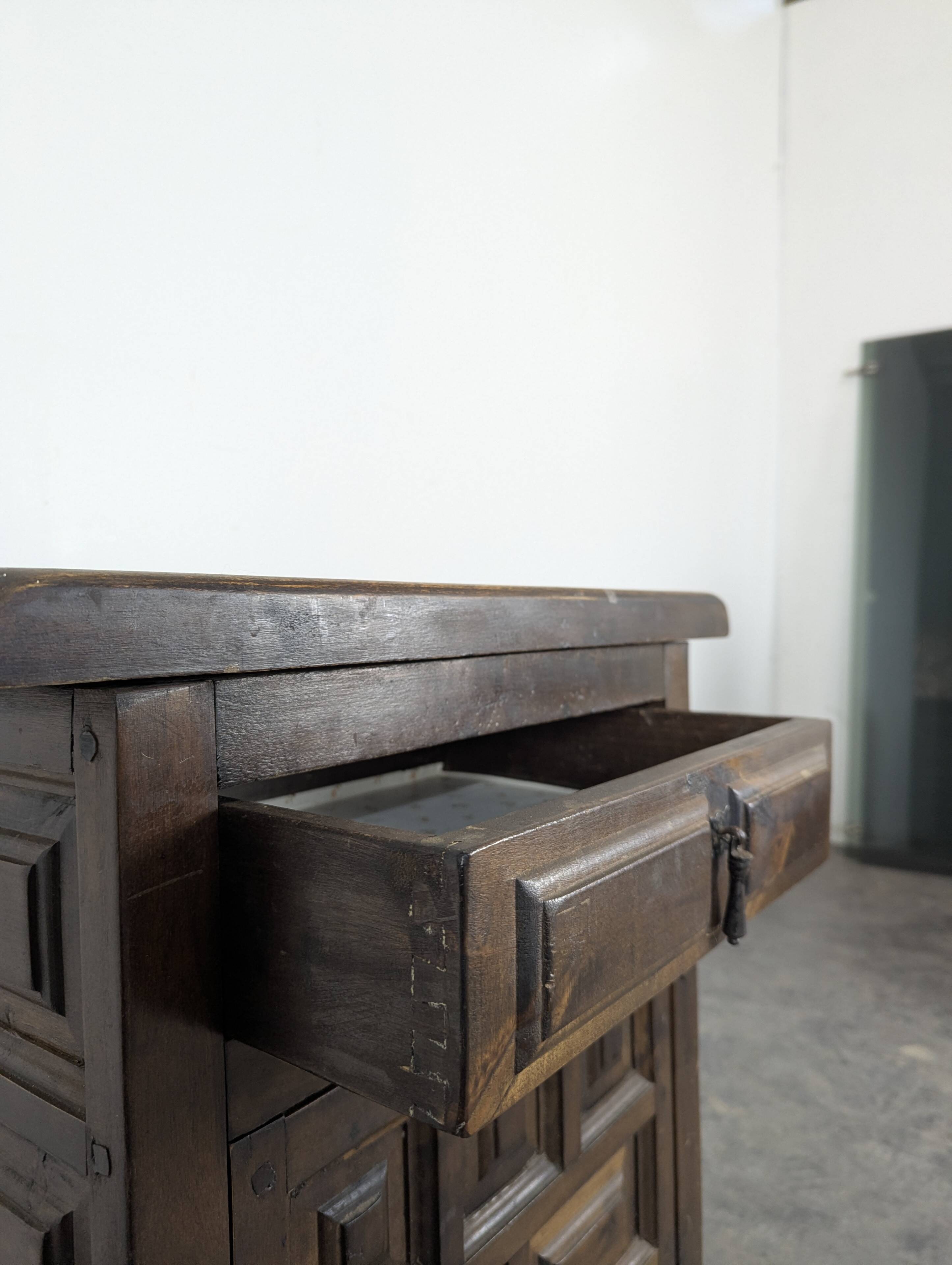 Spanish-style bedside table in natural wood