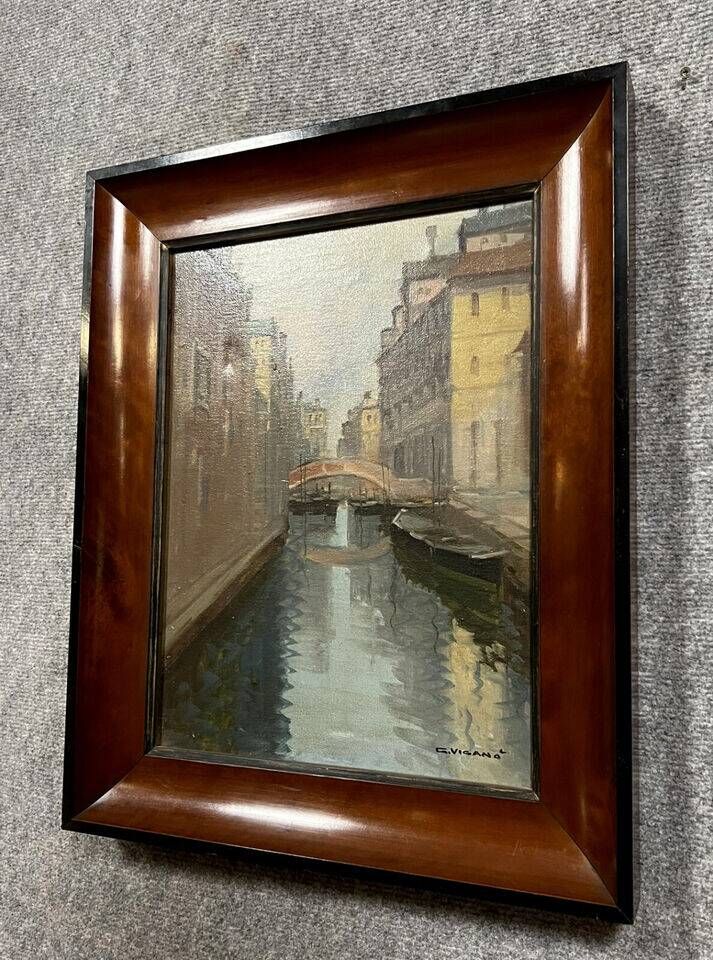 Giuseppe VIGANO: oil on canvas view of Venice circa 1930-1940