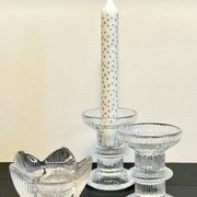 Vintage-style crystal candlesticks in the style of LITTLA