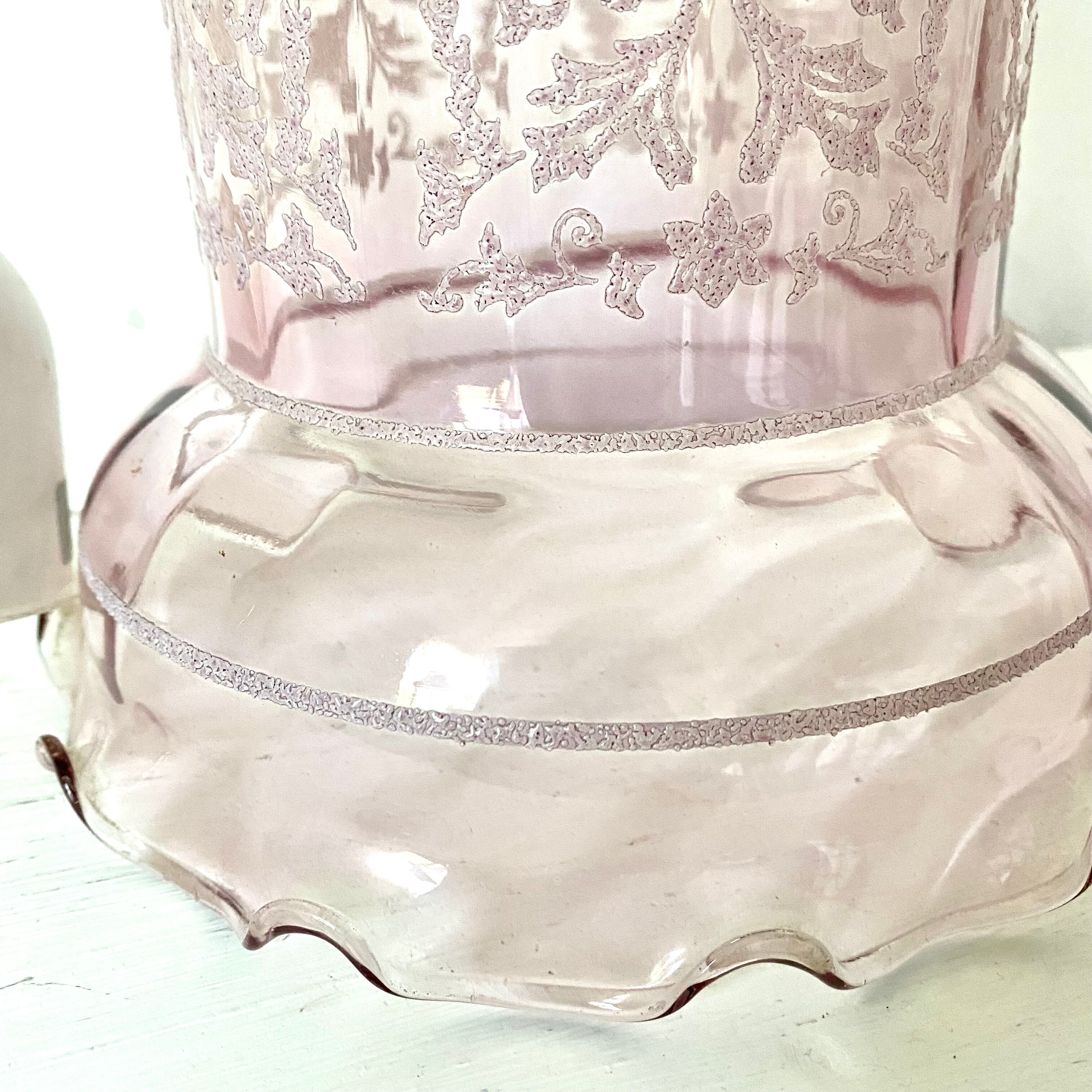 Suspension vintage en verre rose