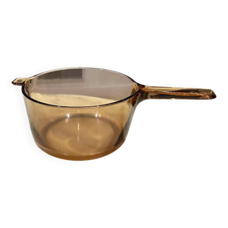 Vintage amber glass saucepan 2.5 L