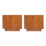 Contemporary Pair of Italian Sideboards Made of Solid Wood and Travertine