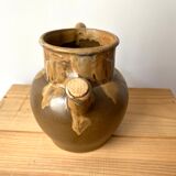 Pitcher carafe stoneware Denbac roosters 30s vintage