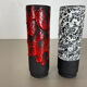 Set of Two Pottery Fat Lava Vases "Black-red-white" by Jopeko, Germany, 1970s
