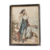 Aquarelle 19ème siècle, d'après Eugène Delacroix
