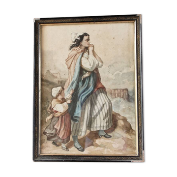 19th century watercolor, after Eugène Delacroix
