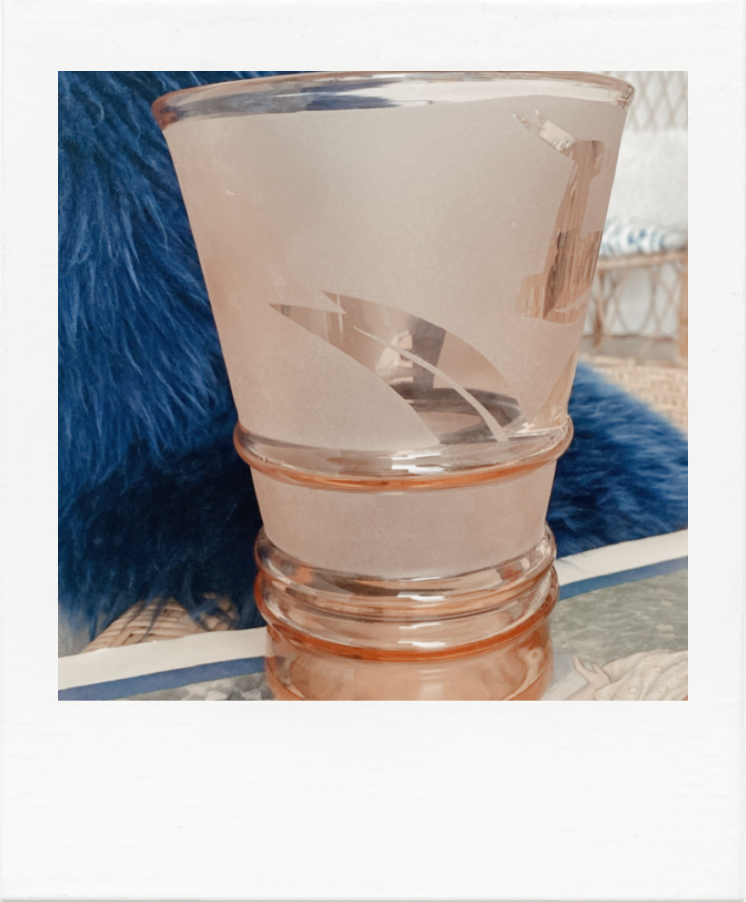 Pink granite glass vase