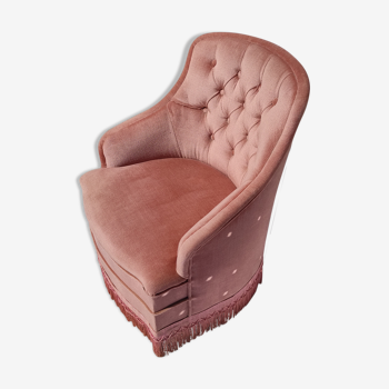 Vintage armchair in pink velvet toad style