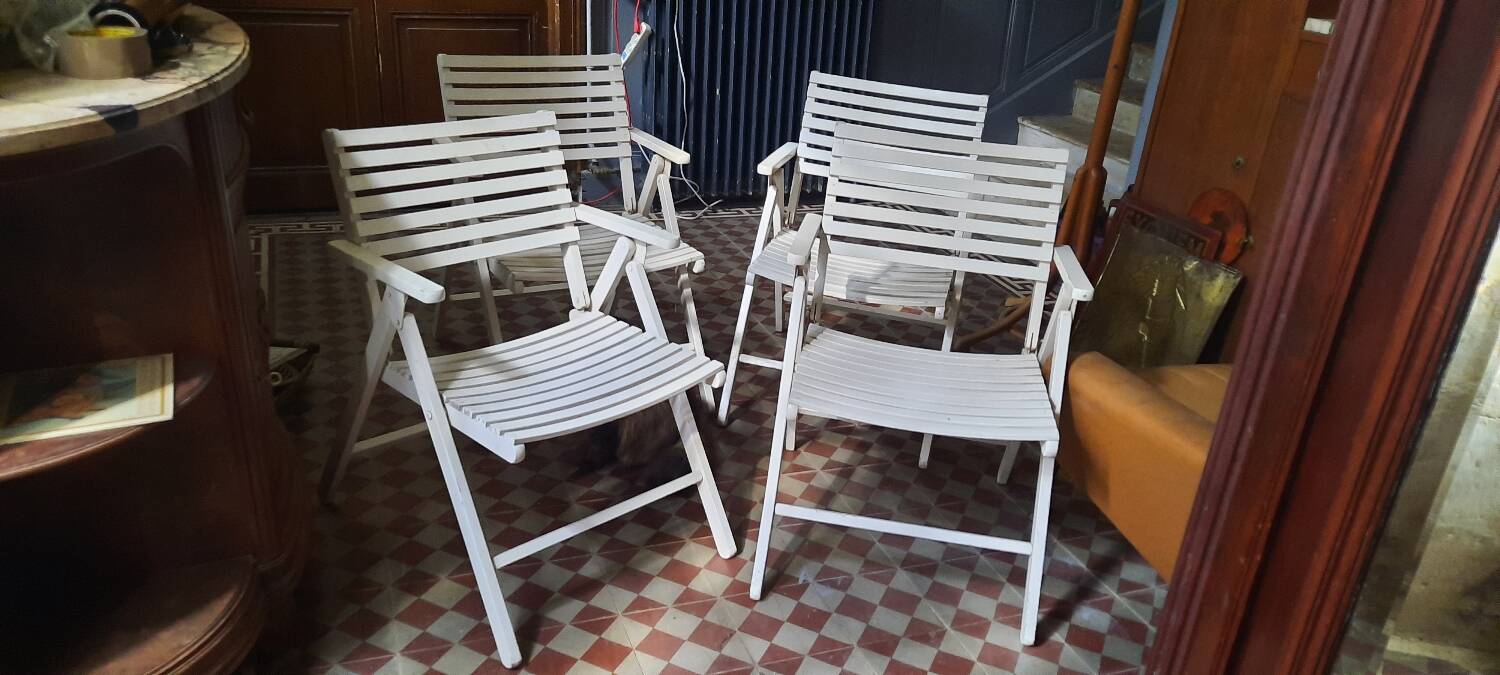4 R Gleizes folding garden armchairs