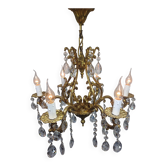 6-light bronze and crystal cage chandelier
