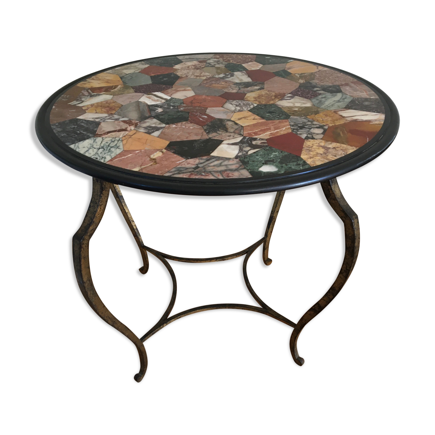 Italian coffee table in coloured marble marquetry
