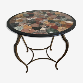 Italian coffee table in coloured marble marquetry