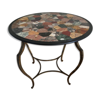 Italian coffee table in coloured marble marquetry