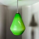 Green opaline tear drop shaped hanging lamp light
